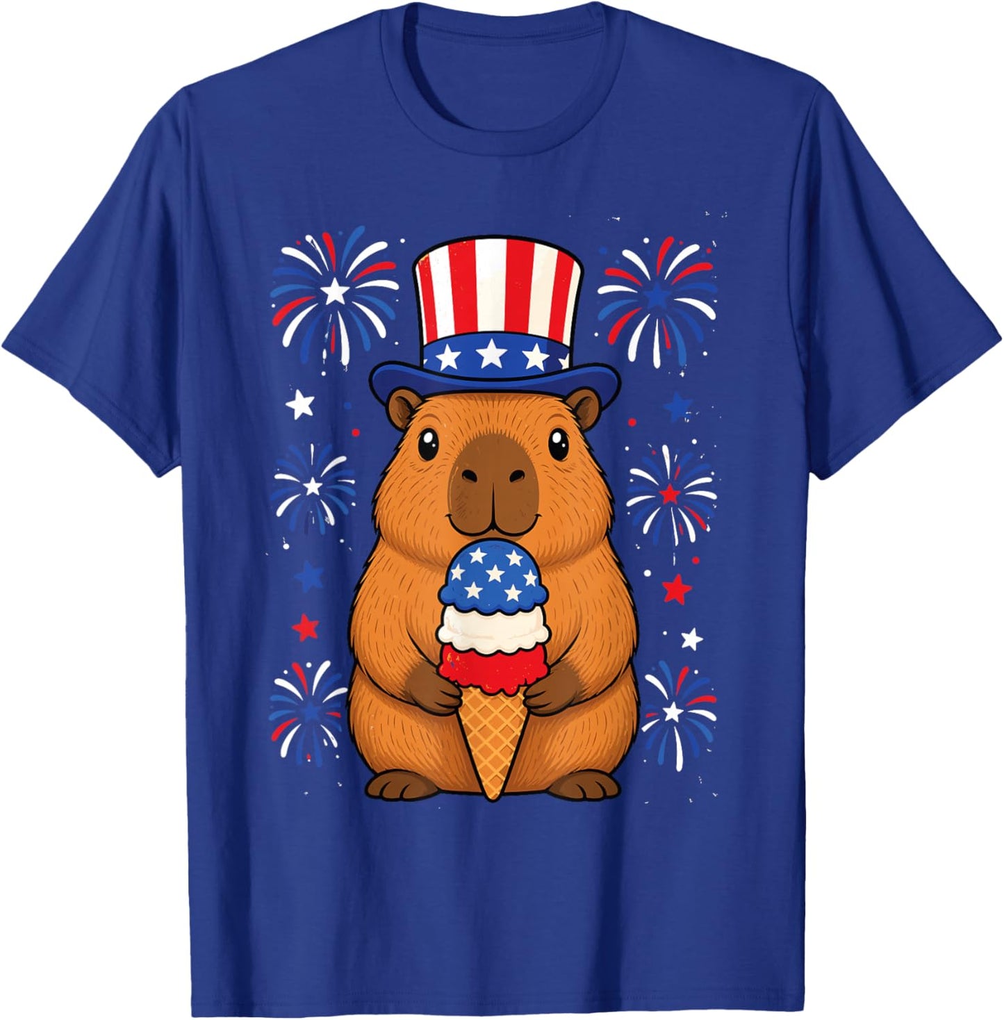 4th of July USA Capybara Independence Day Funny Patriotic T-Shirt - T-Shirt | Royal