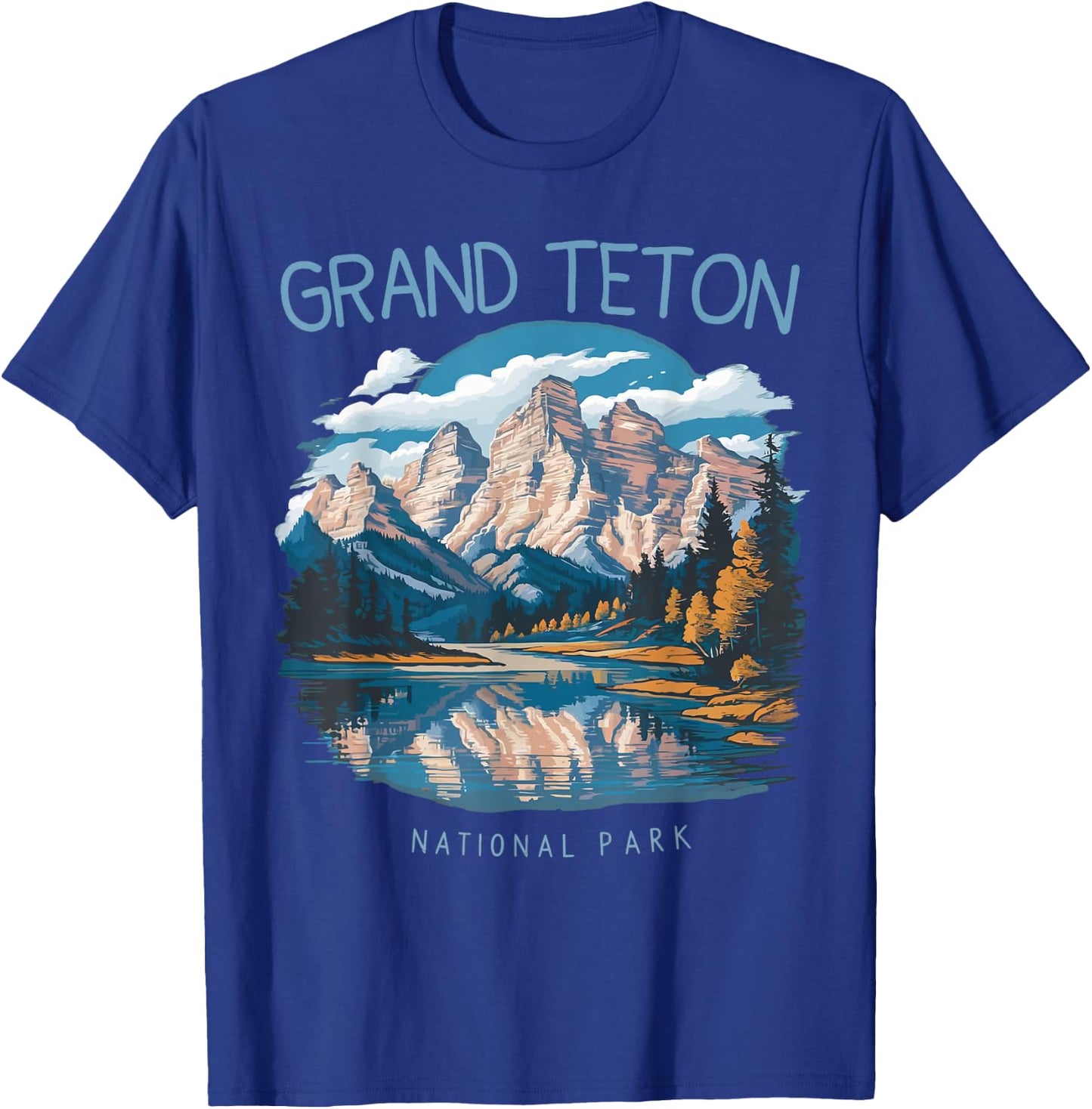 Retro Grand Teton Jenny Lake National Park Vintage Men Women T-Shirt - T-Shirt | Royal