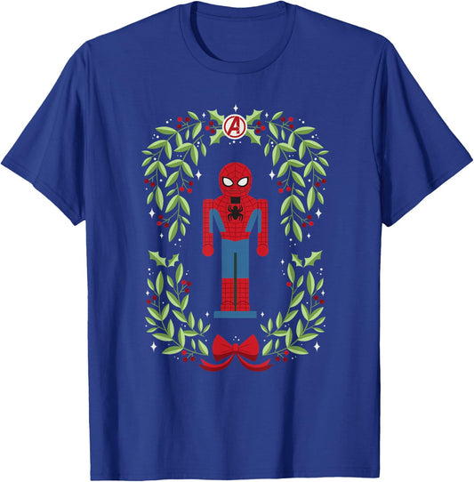 Marvel Holiday Christmas Avengers Spider-Man Nutcracker T-Shirt - T-Shirt | Royal