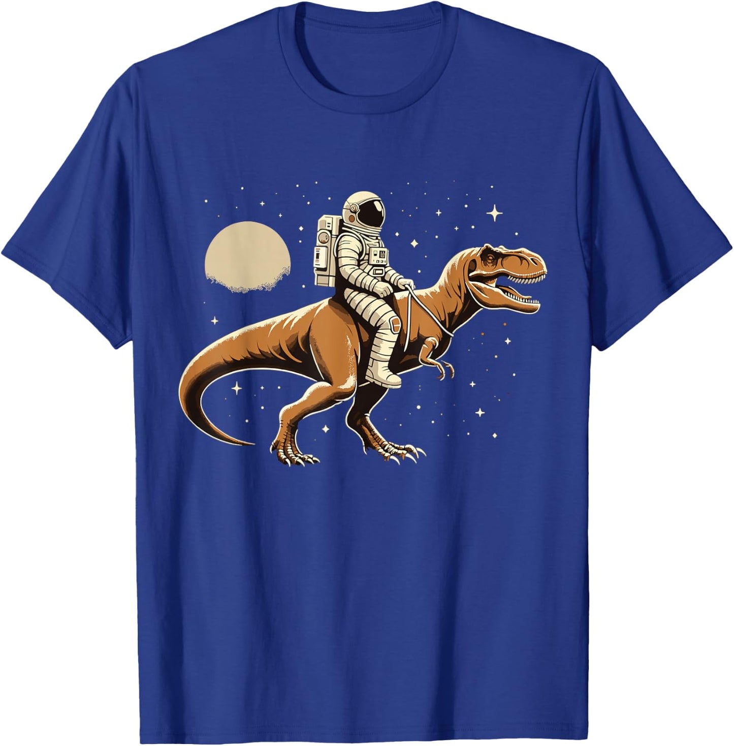 Astronaut Riding T-Rex Dinosaur Astro Space T-Shirt - T-Shirt | Royal