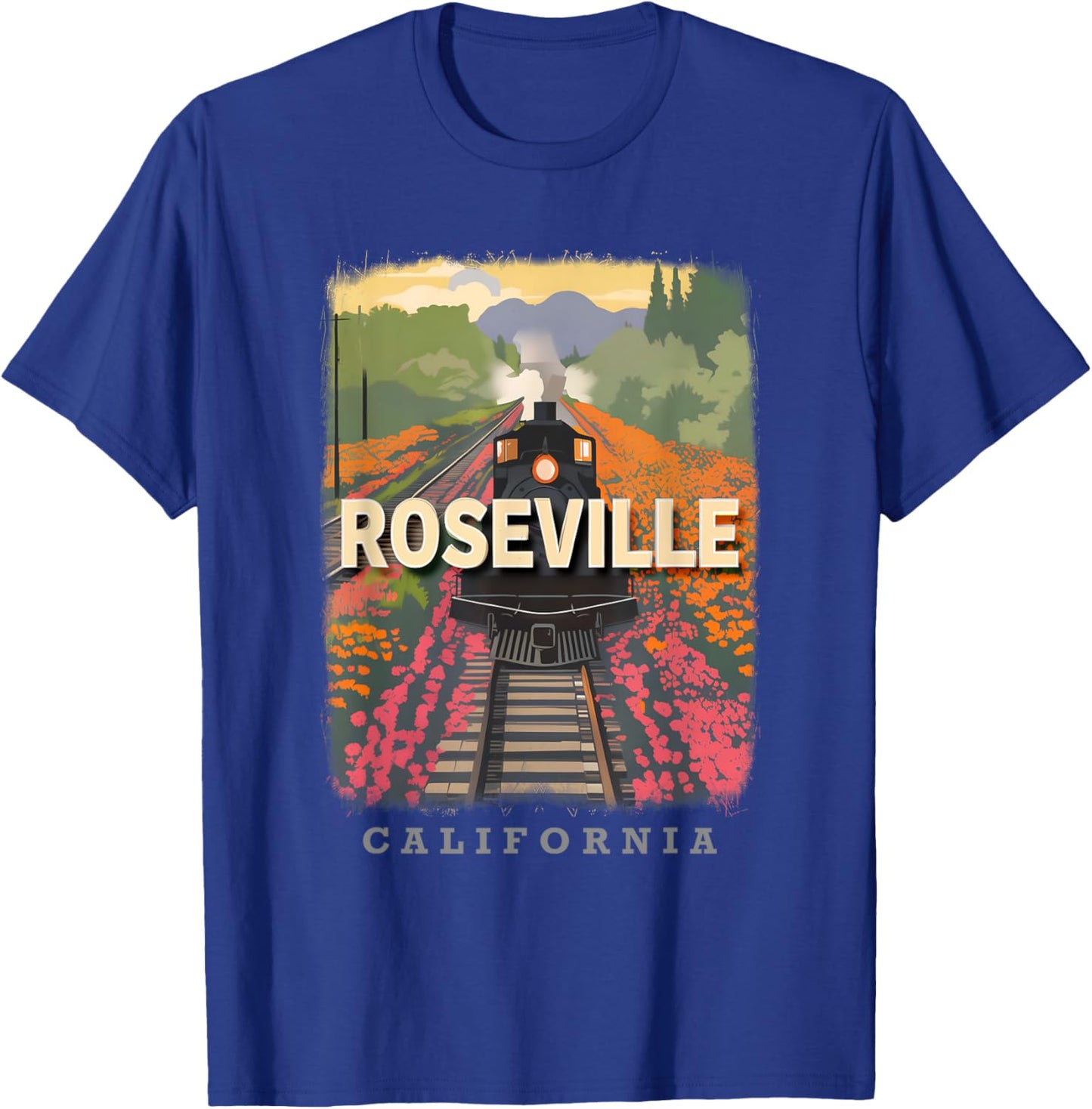 Roseville California CA Historic Railroads SD234 T-Shirt - T-Shirt | Royal
