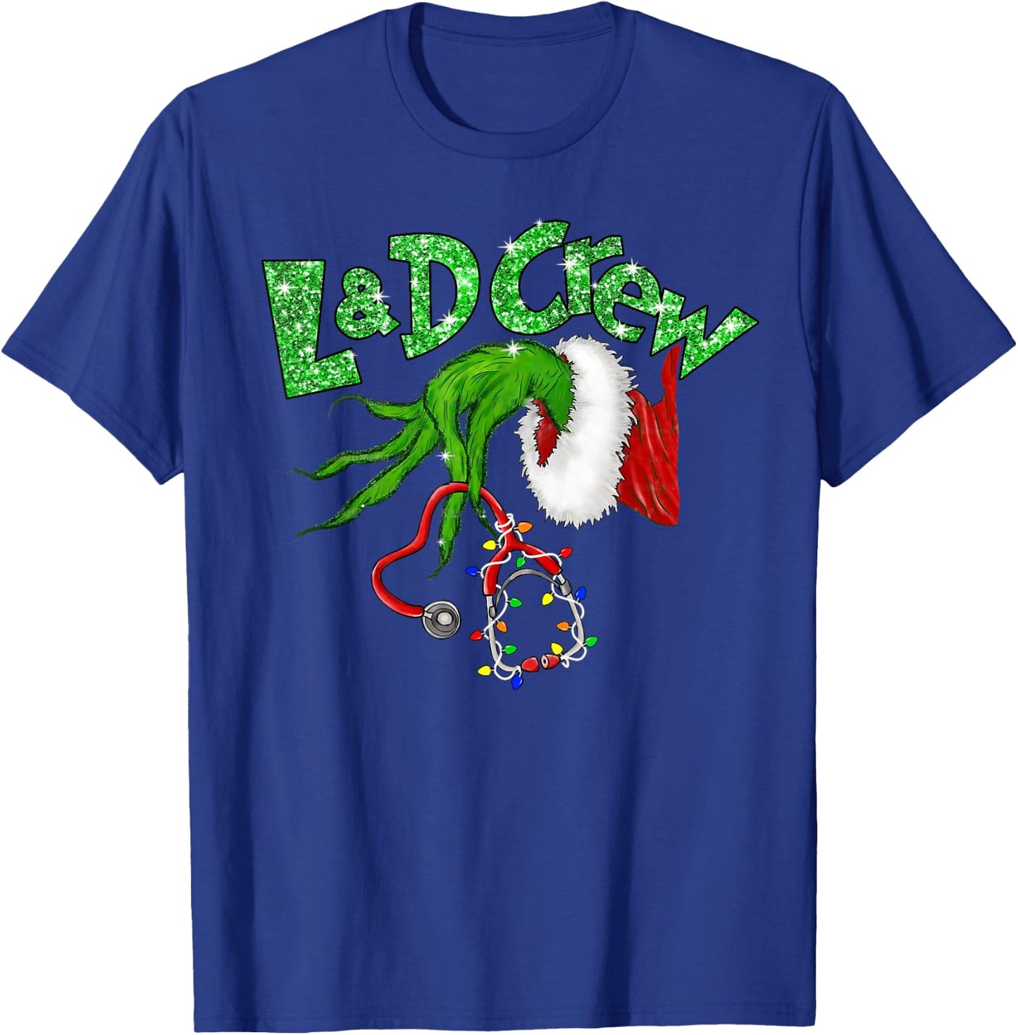 L & D Crew Nurse Merry Christmas Stethoscope Xmas Pajamas T-Shirt - T-Shirt | Royal