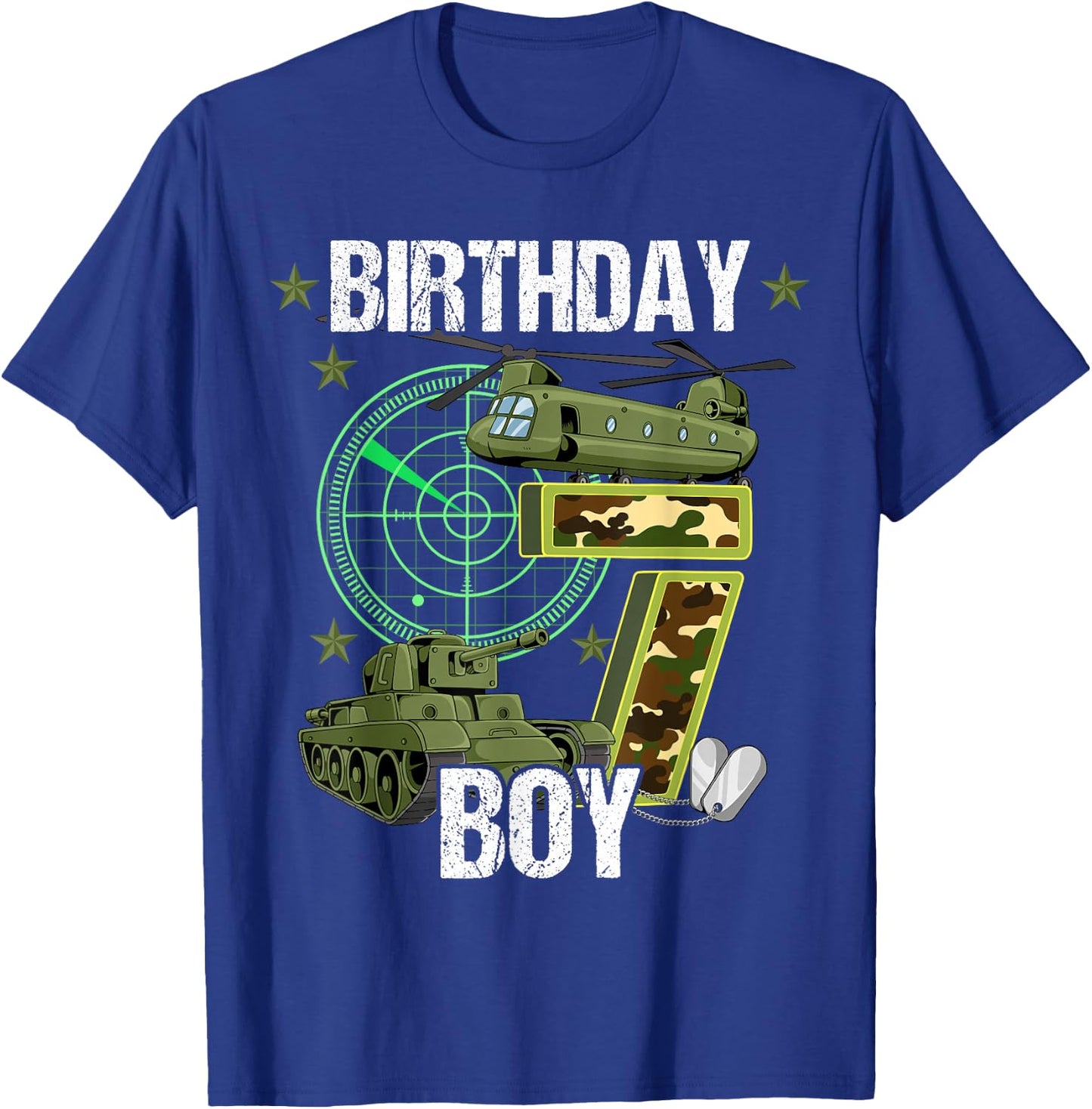 7th Birthday Army T-Shirt - T-Shirt | Royal