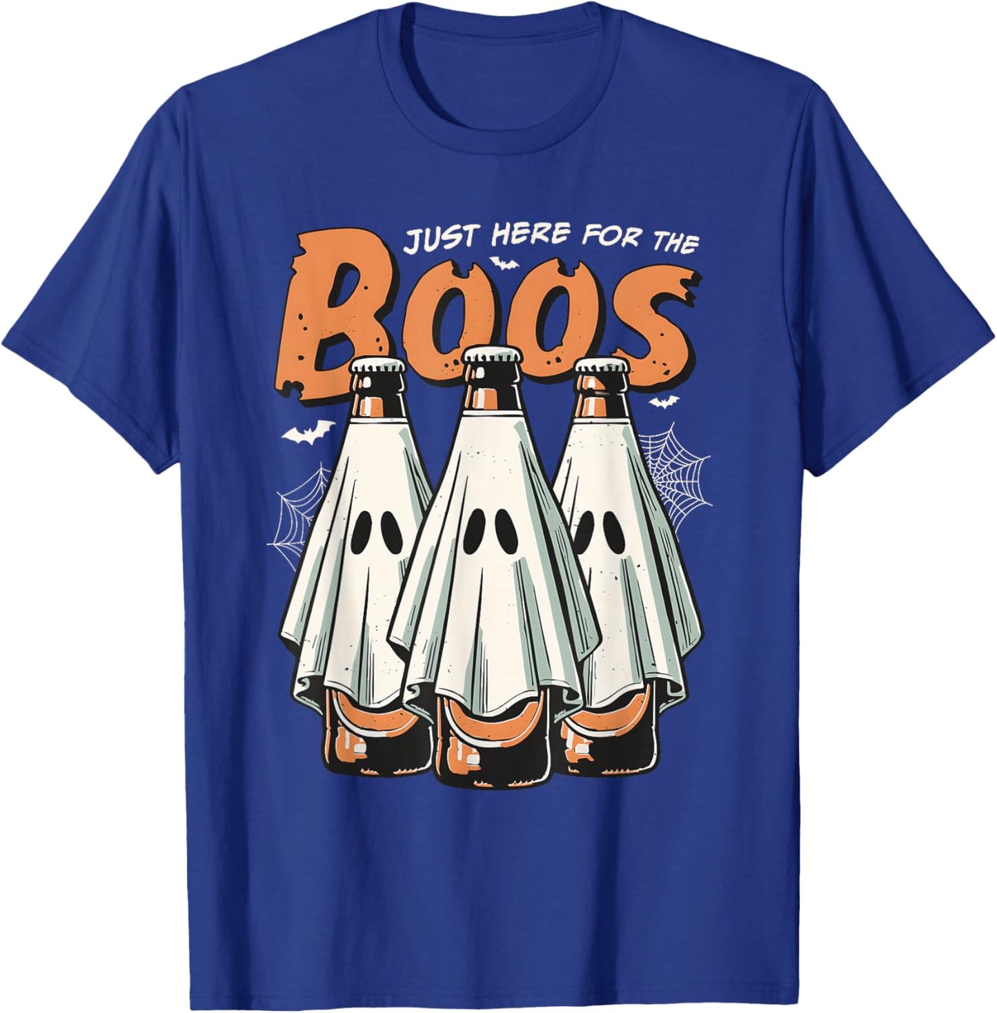 Here for the Boos Halloween Booze Ghost Beer Bottles T-Shirt - T-Shirt | Royal