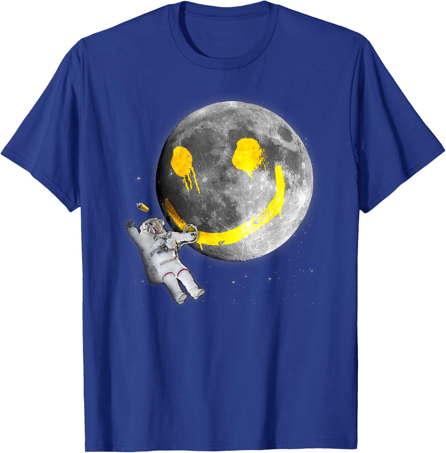 "Happy Face Moon Graffiti" Astronaut Space Nerd T-Shirt - T-Shirt | Royal