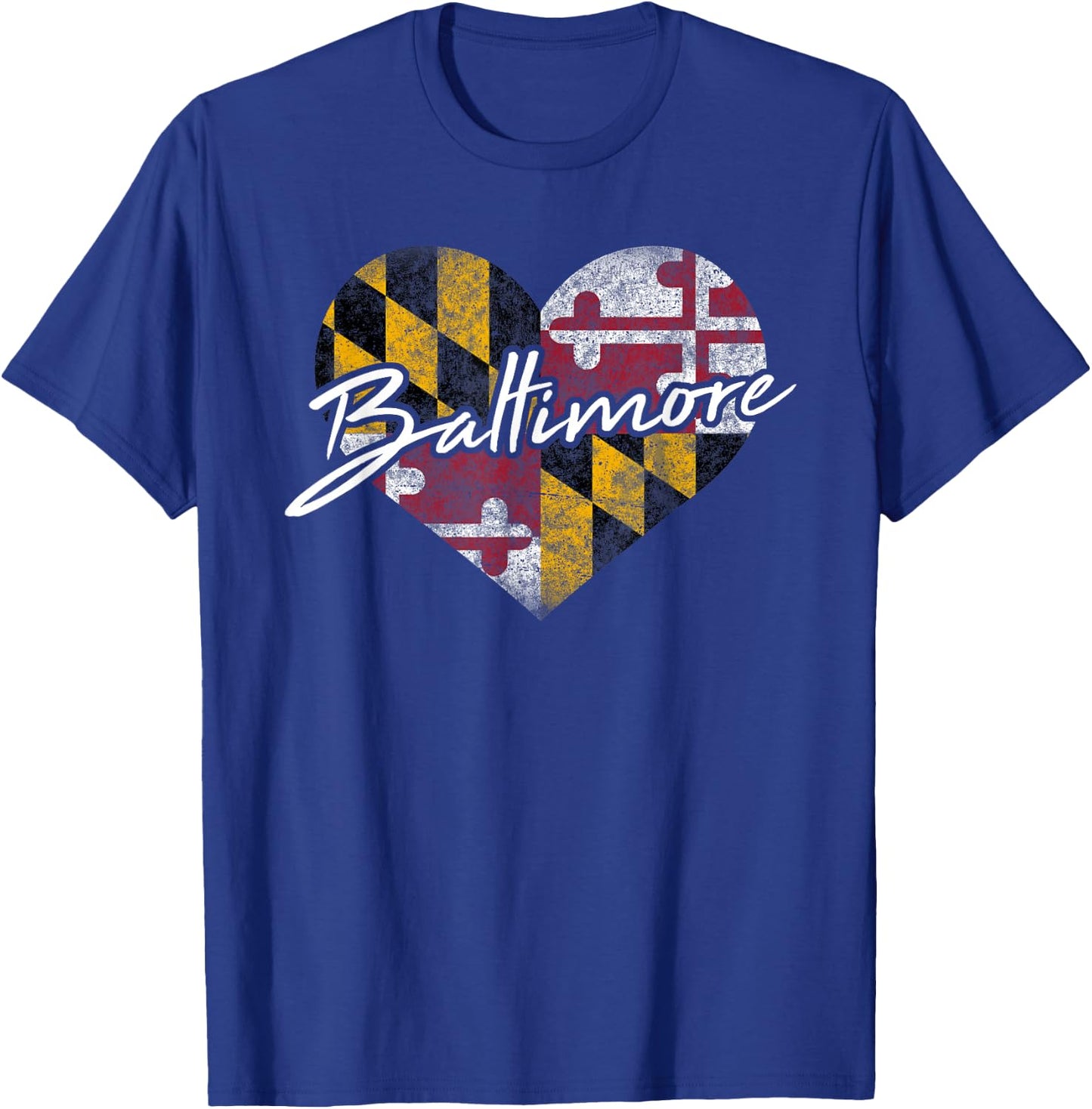 I Love Baltimore State of Maryland Flag Heart Gift T-Shirt - T-Shirt | Royal
