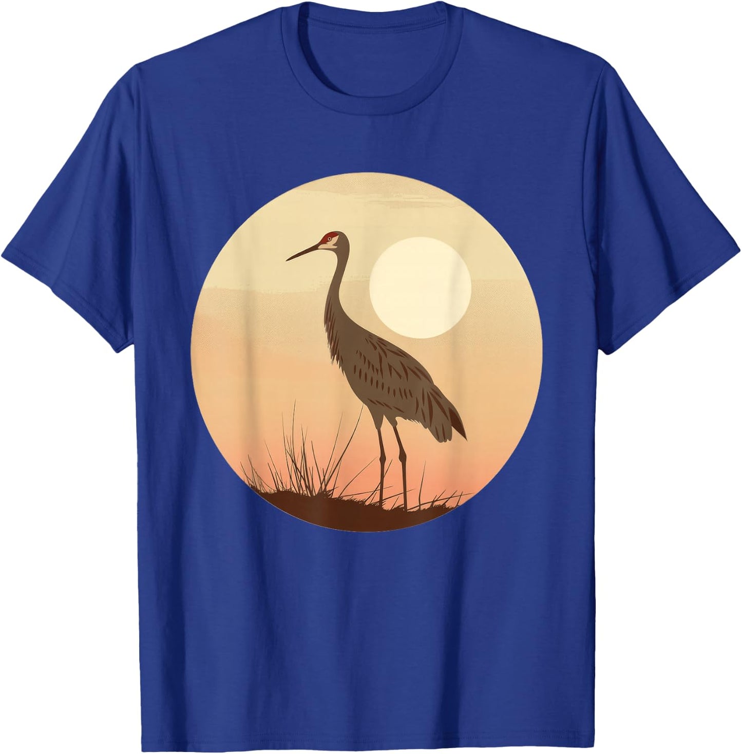 Sandhill Crane Vintage Sunset T-Shirt - T-Shirt | Royal