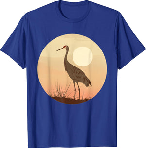 Sandhill Crane Vintage Sunset T-Shirt - T-Shirt | Royal