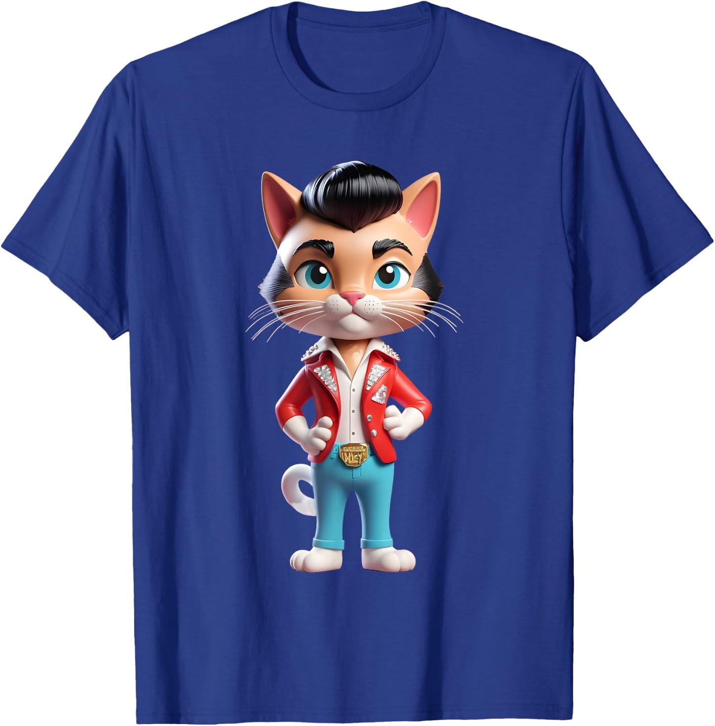 Funny Rockabilly Cat Rock n Roll Music Retro Vintage 50s 60s Women Kids T-Shirt - T-Shirt | Royal