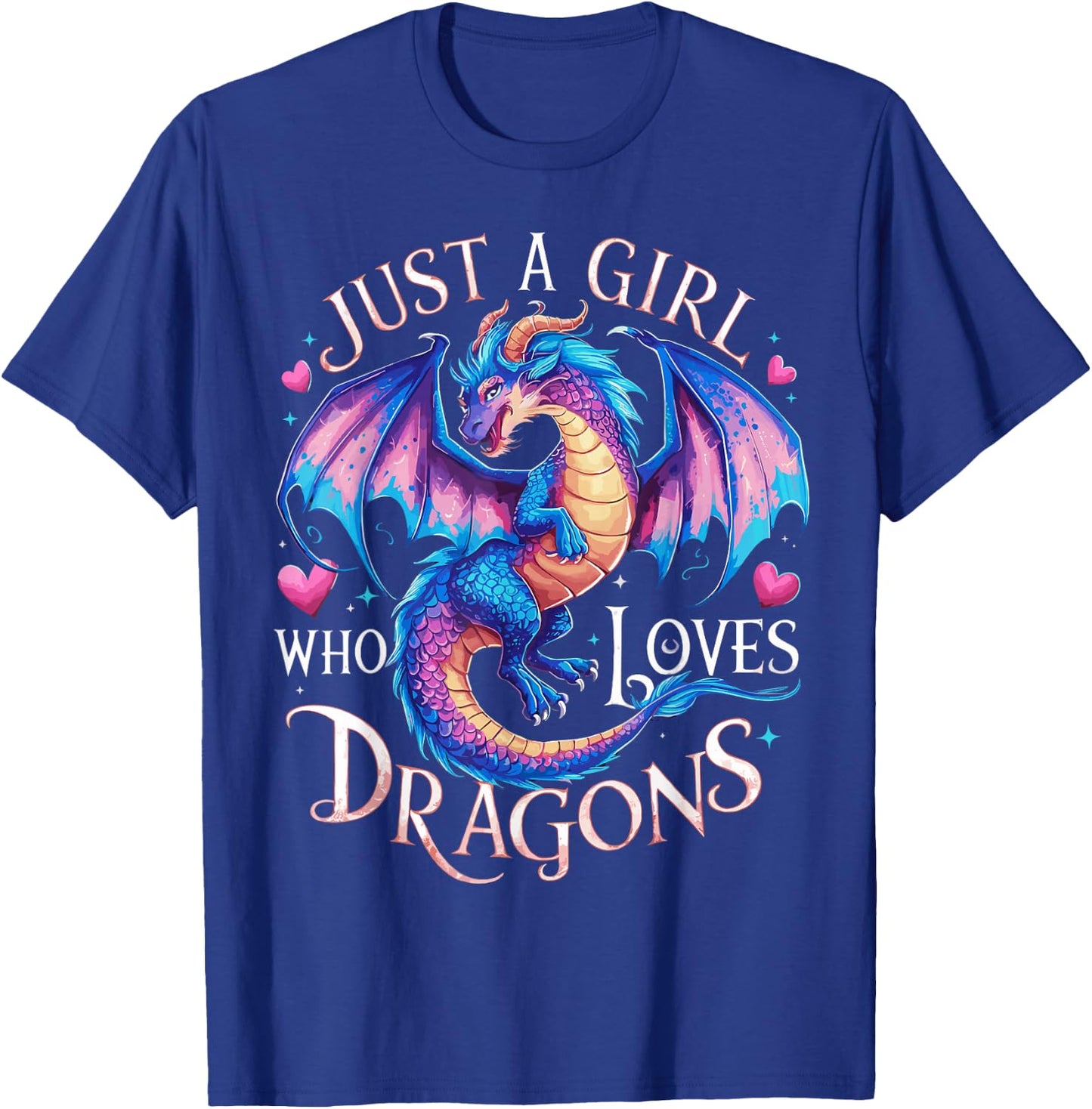 Just A Girl Who Loves Dragons Women's Girls Cute Dragon T-Shirt - T-Shirt | Royal