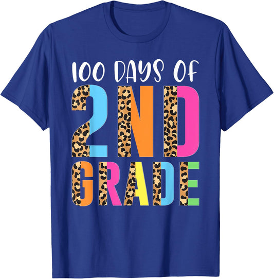 100 Days Of 2nd Grade Happy 100th Day Of School Second Grade T-Shirt - T-Shirt | Royal
