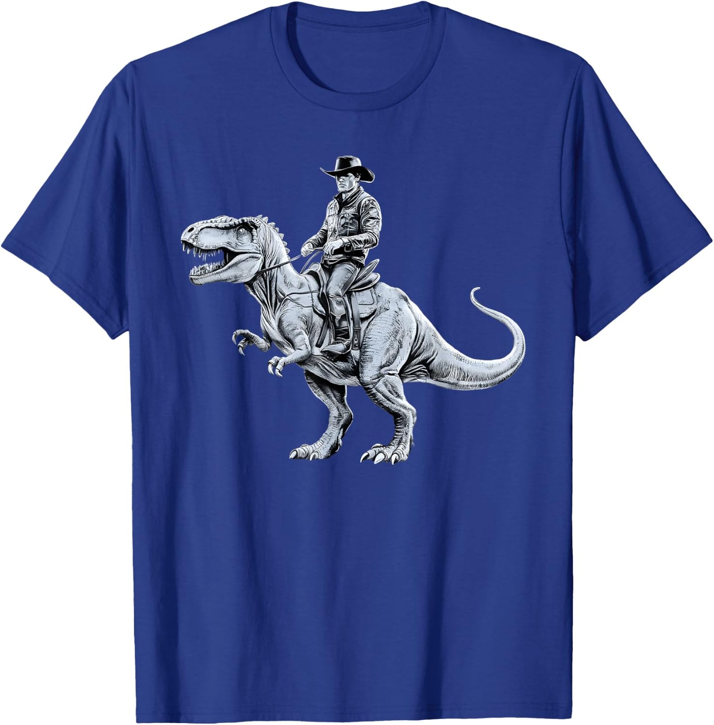 Dinosaur Funny Cowboy Cowgirl Western Country Graphic art T-Shirt - T-Shirt | Royal