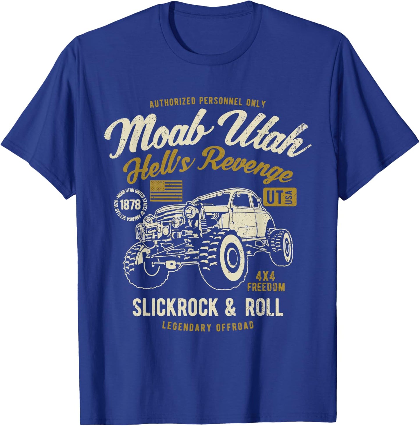 Moab Utah Hells Revenge 4x4 Vintage Distressed Style Design T-Shirt - T-Shirt | Royal
