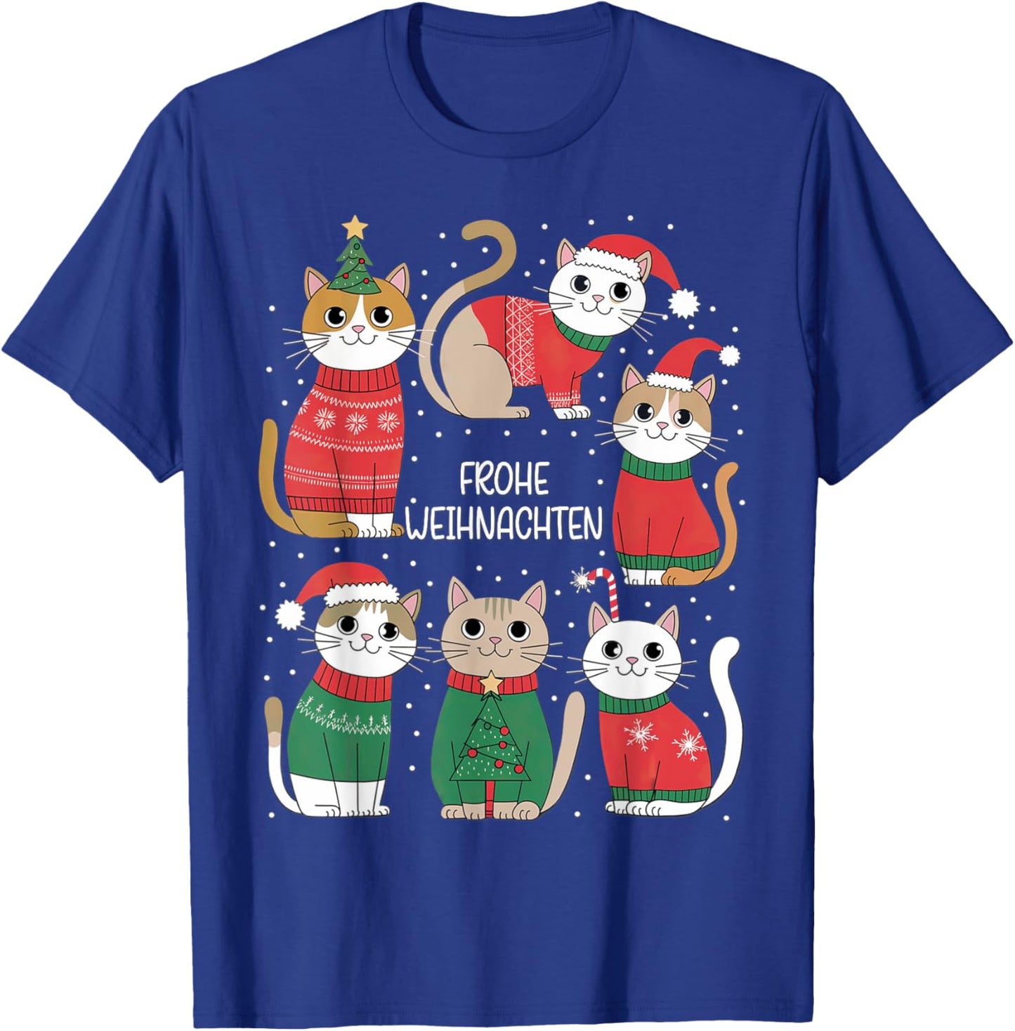 Frohe Weihnachten German Christmas Cats Cute Festive Holiday T-Shirt - T-Shirt | Royal