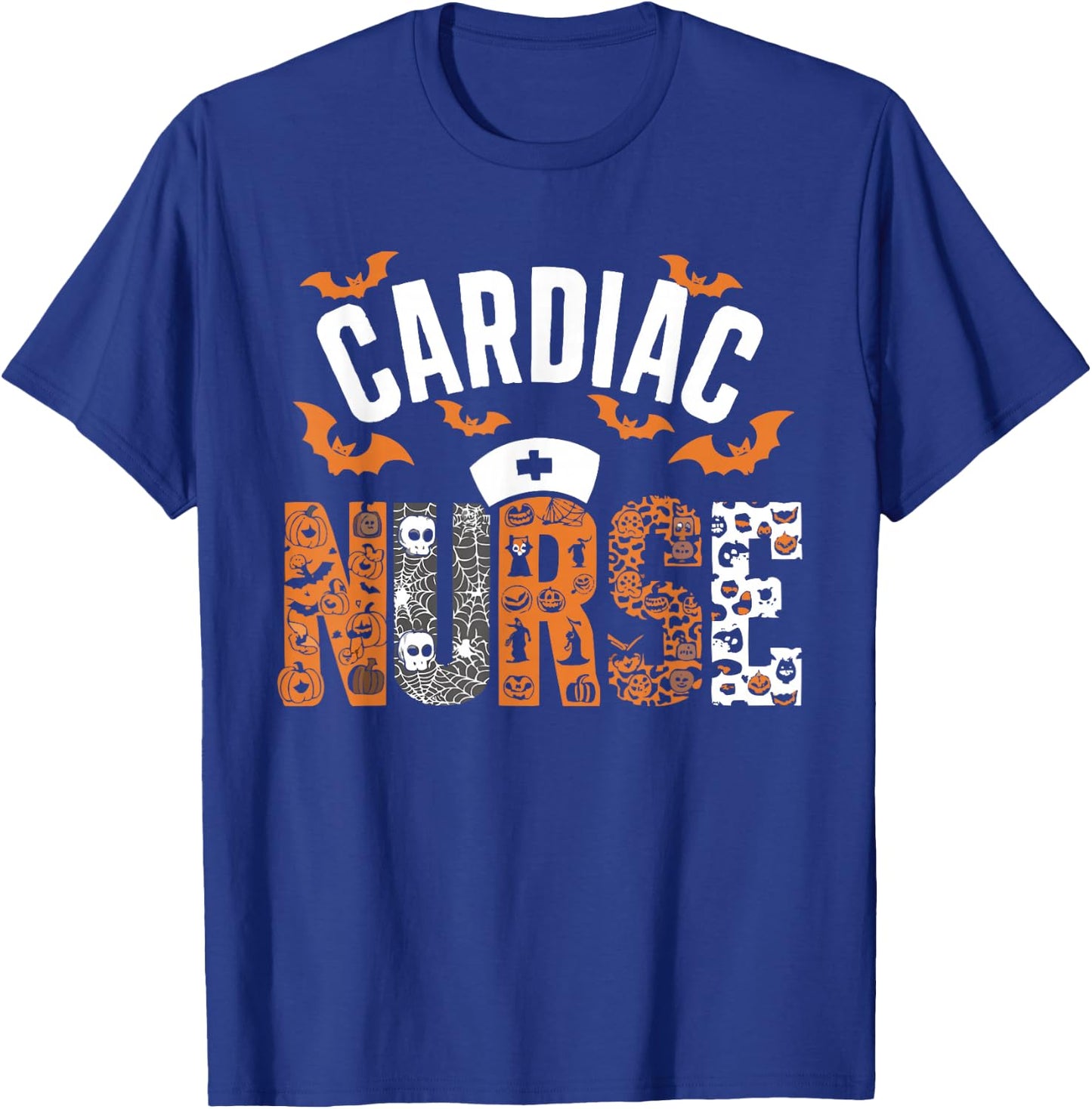 Halloween Cardiac Nurse Spooky Nursing Trick Or Treat T-Shirt - T-Shirt | Royal