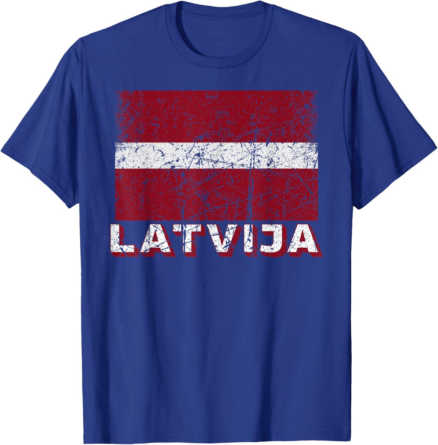 Latvian Flag Of Latvija Distressed Men Women Kids Latvia T-Shirt - T-Shirt | Royal