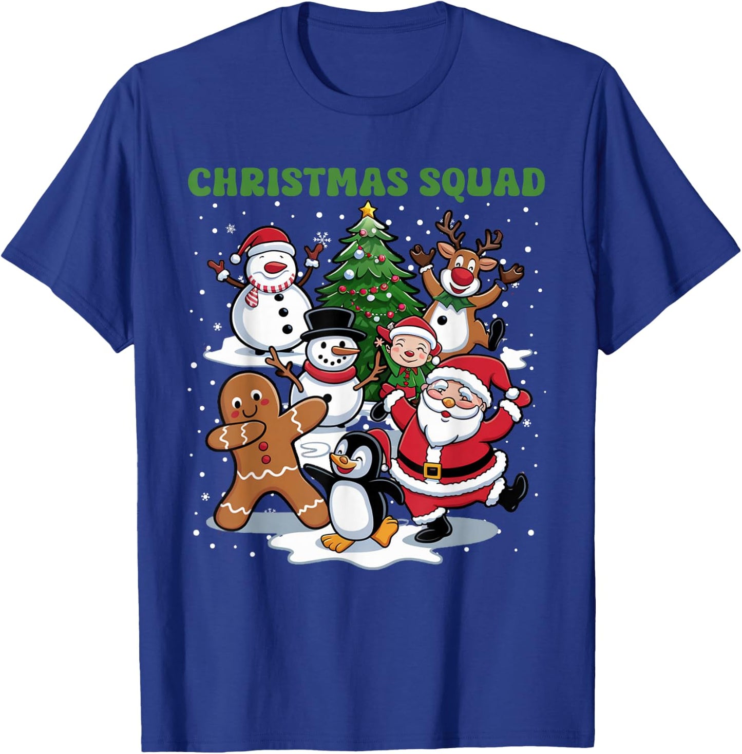 Christmas Squad Dancing Santa and Friends Cute Xmas T-Shirt - T-Shirt | Royal