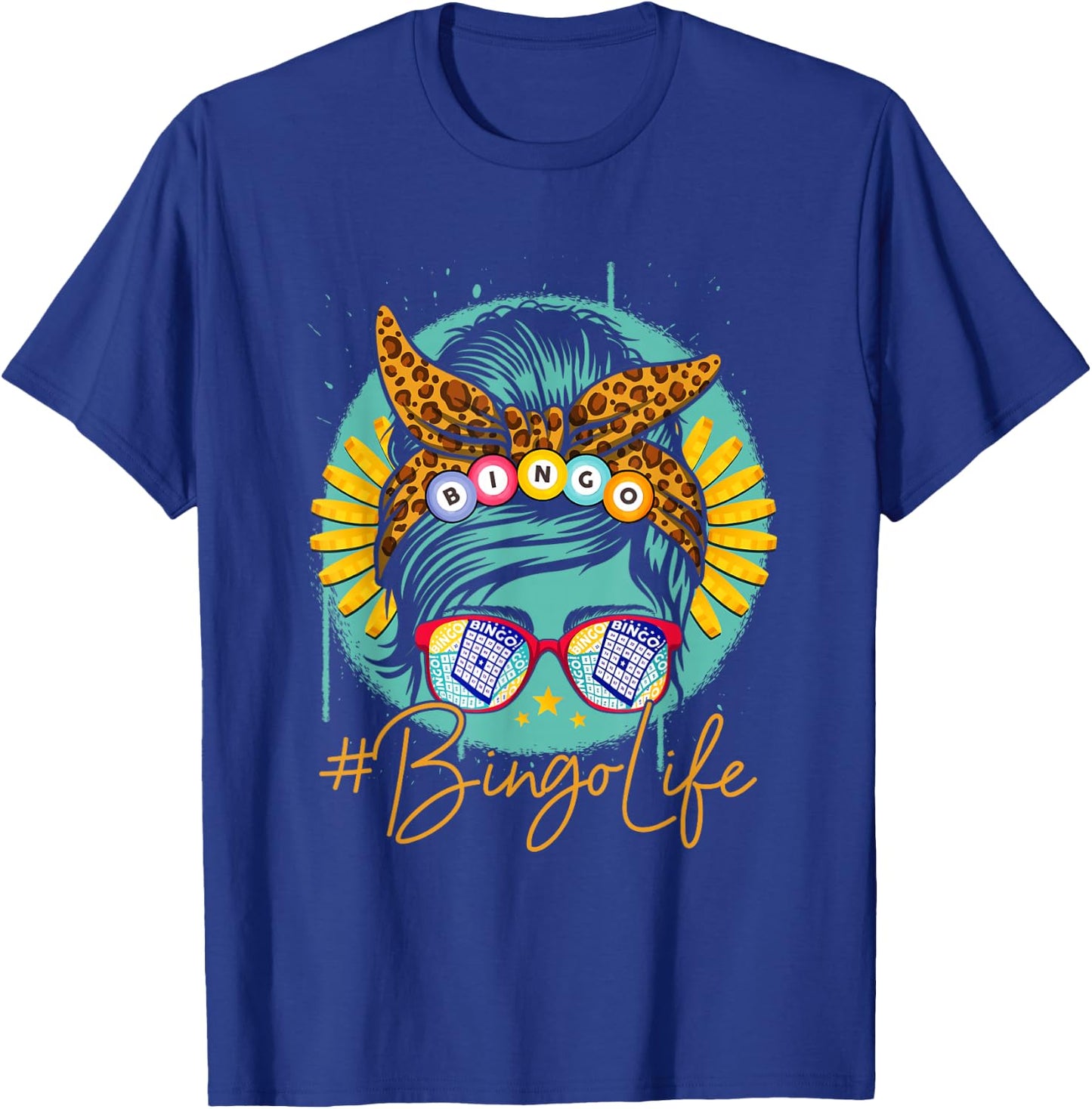 Bingo Life Messy Bun Hair Bingo Lover Grandma Mama Bingolife T-Shirt - T-Shirt | Royal