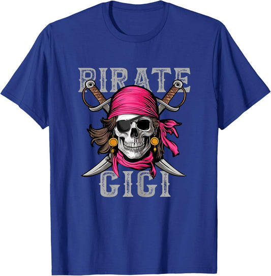 Funny Pirate Gigi Skull Halloween Costumes Family Matching T-Shirt - T-Shirt | Royal
