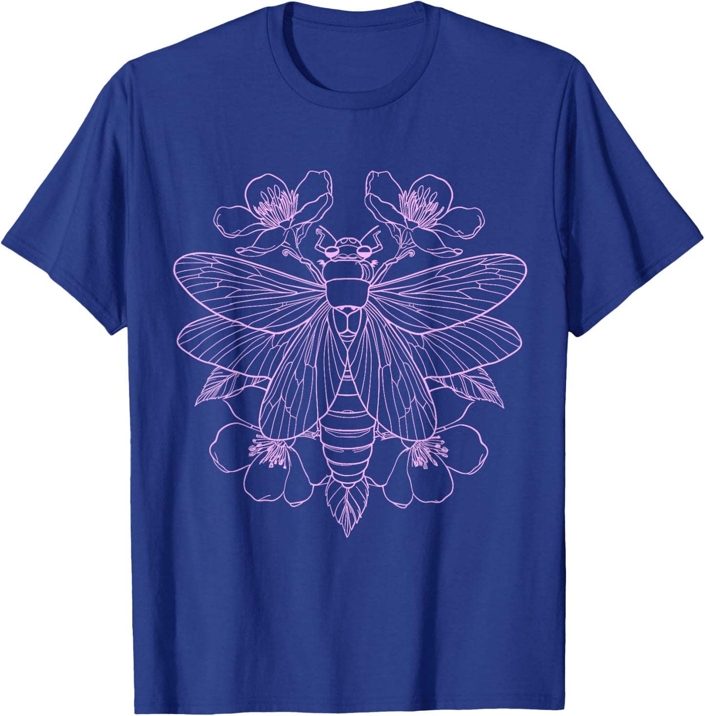 Cicada Flowers Insect Bug Vintage Tattoo Artist Entomology T-Shirt - T-Shirt | Royal