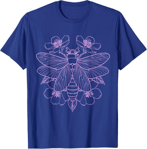 Cicada Flowers Insect Bug Vintage Tattoo Artist Entomology T-Shirt - T-Shirt | Royal