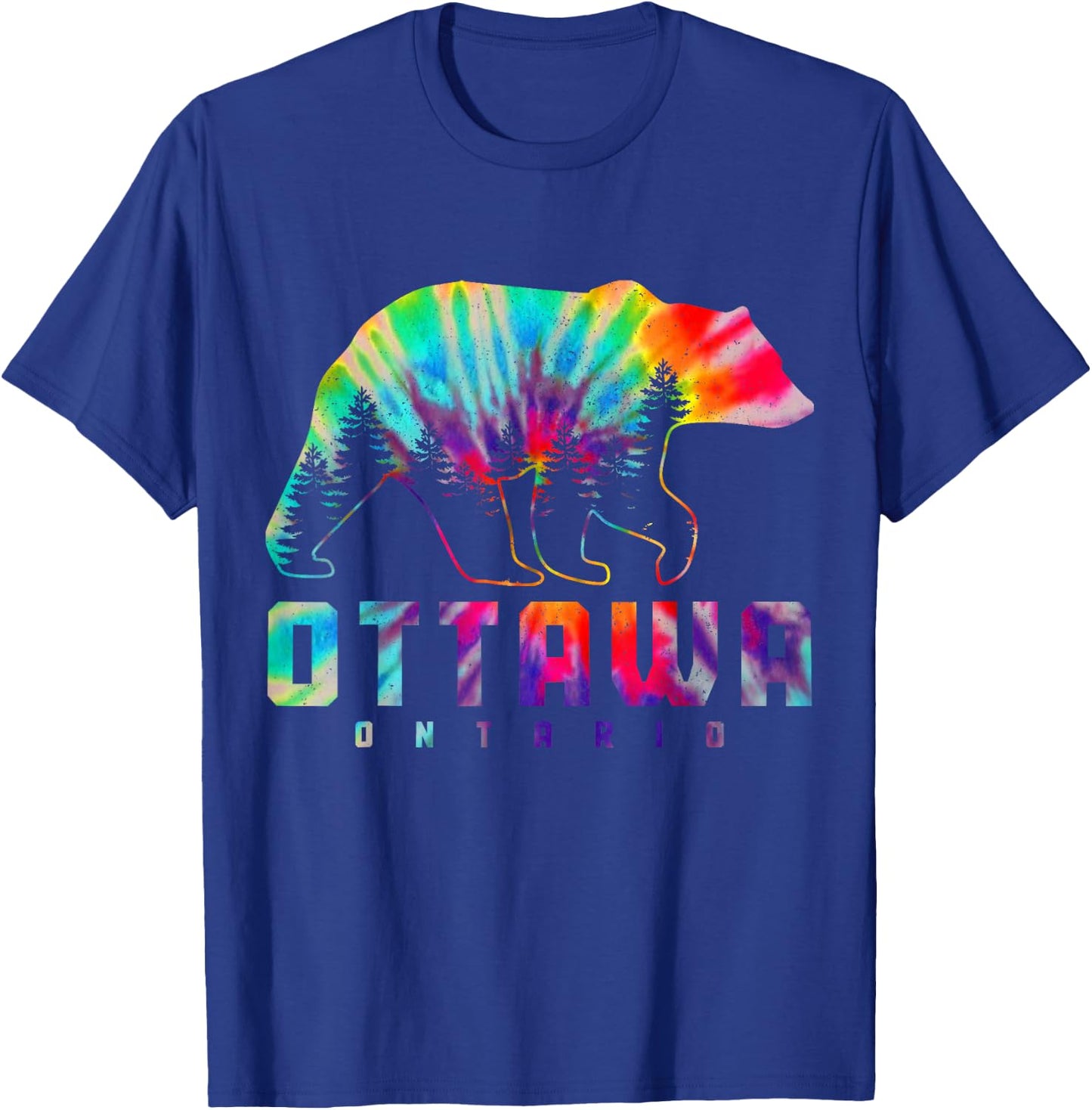 Ottawa Ontario Canada Tie Dye Bear Pride Outdoor Vintage T-Shirt - T-Shirt | Royal