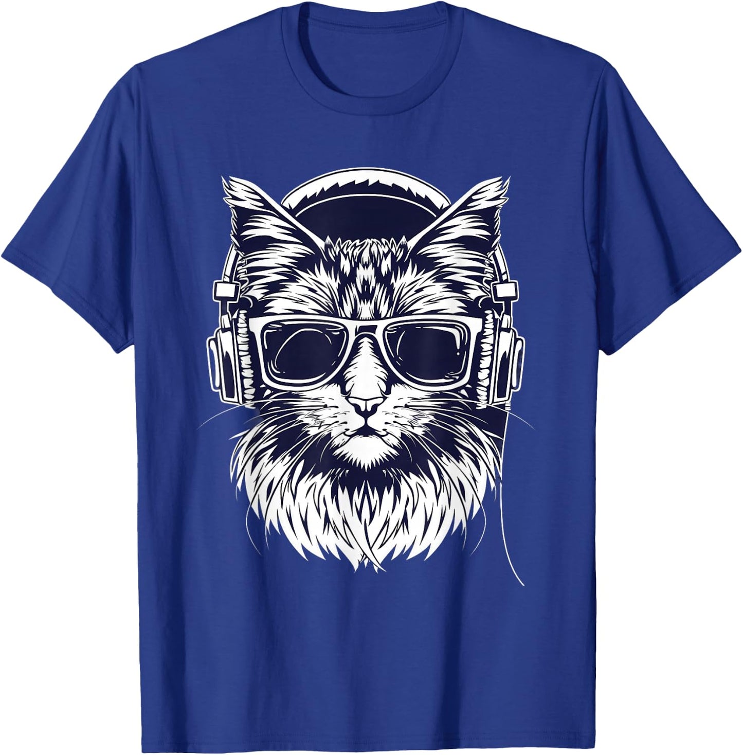 DJ Cat Techno Music Headphones Beatmaker Cat Music DJ EDM T-Shirt - T-Shirt | Royal