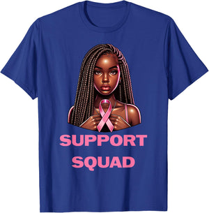 Breast Cancer Awareness Pink Black Women Girl African Queen T-Shirt - T-Shirt | Royal