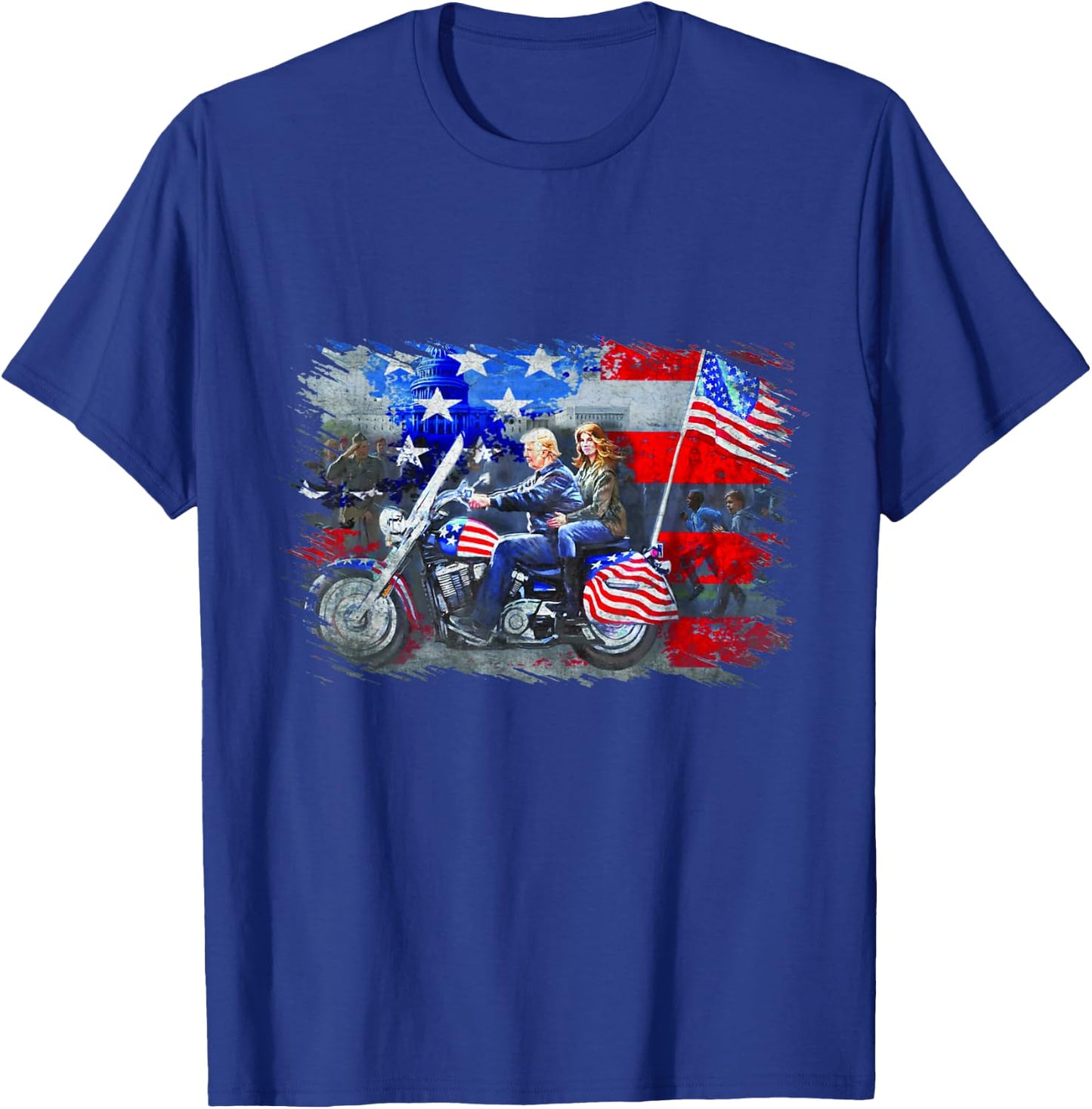 Funny Trump, Motorcycle Trump , Biker Trump T-Shirt - T-Shirt | Royal
