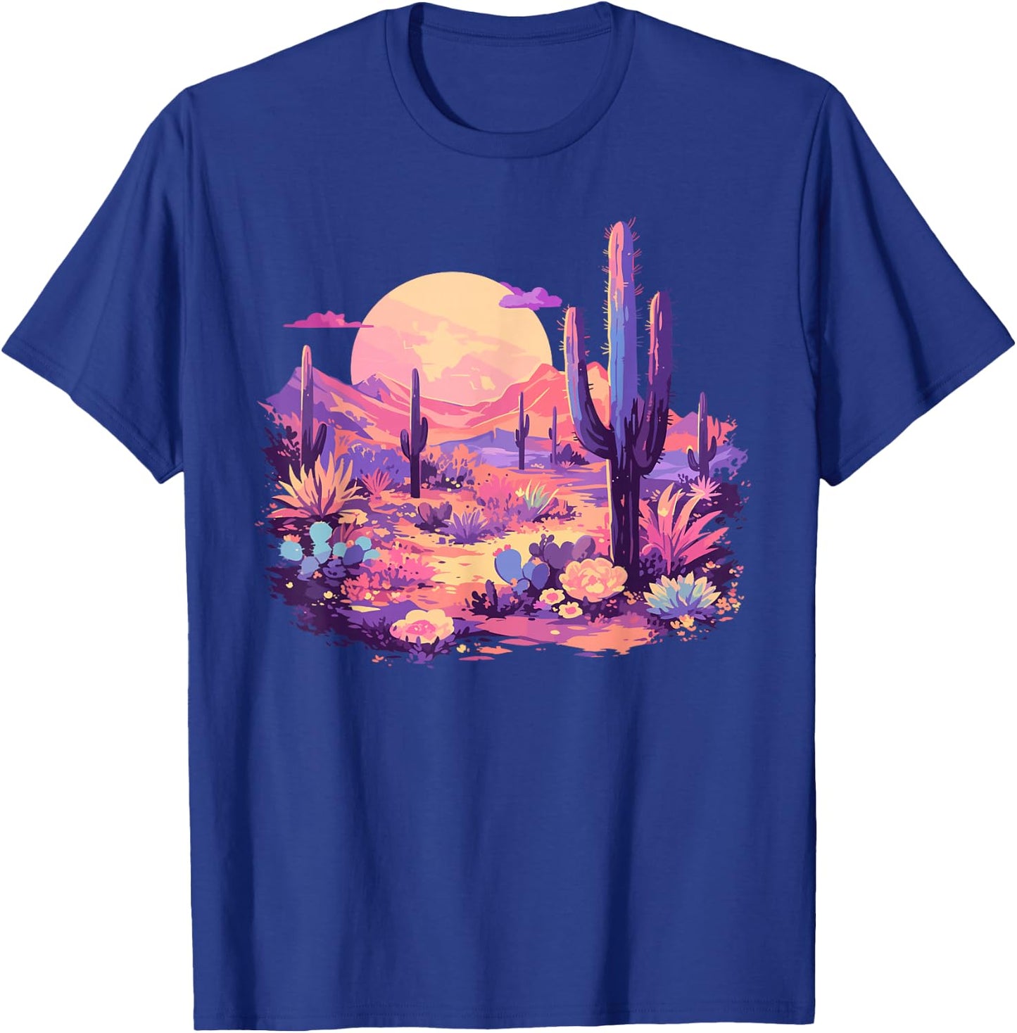 Saguaro Cactus Arizona Desert Cute Moon Pastel Purple Pink T-Shirt - T-Shirt | Royal