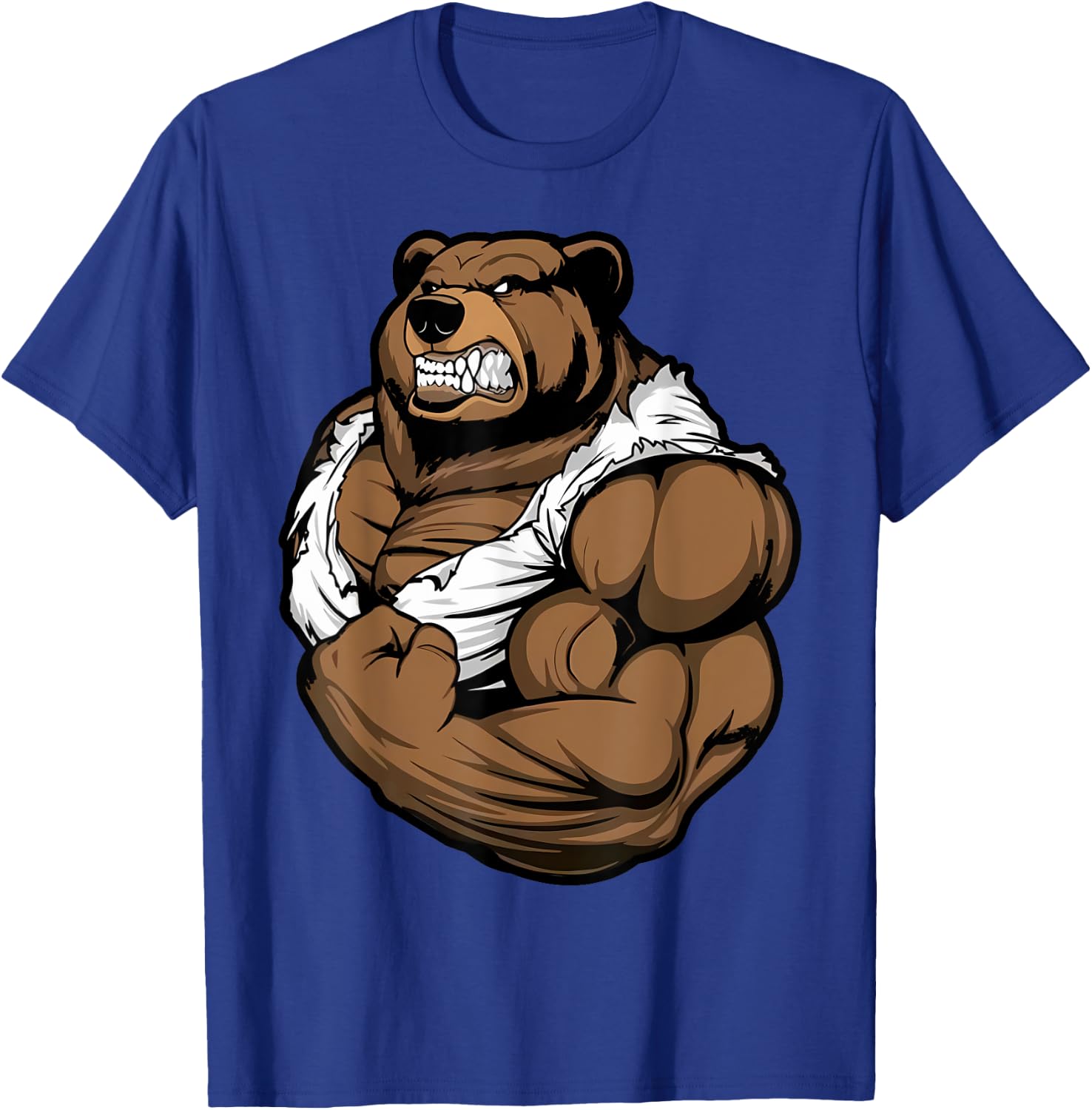 Bear Bodybuilder Muscular Body Gym Fitness Weightlifting T-Shirt - T-Shirt | Royal