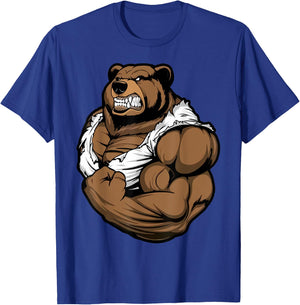 Bear Bodybuilder Muscular Body Gym Fitness Weightlifting T-Shirt - T-Shirt | Royal