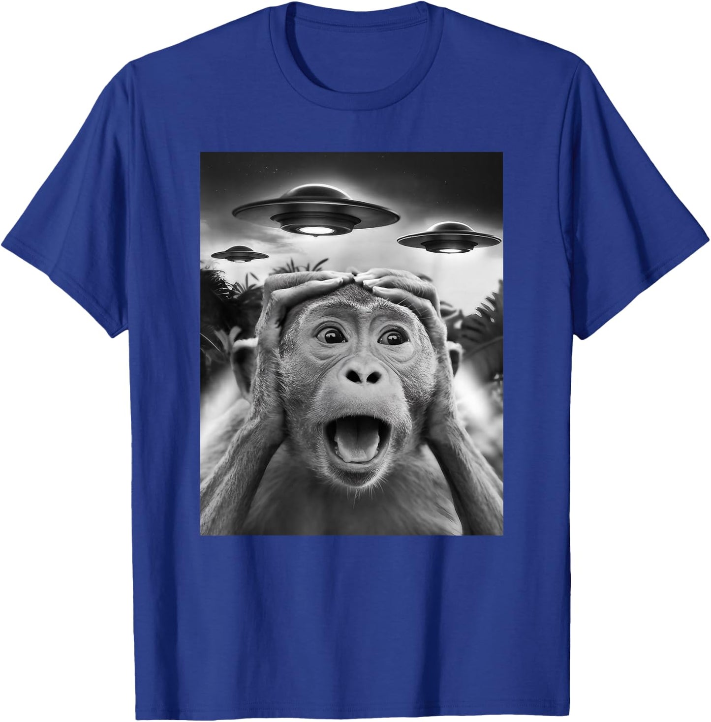 Funny Monkey UFO Weird T-Shirt - T-Shirt | Royal