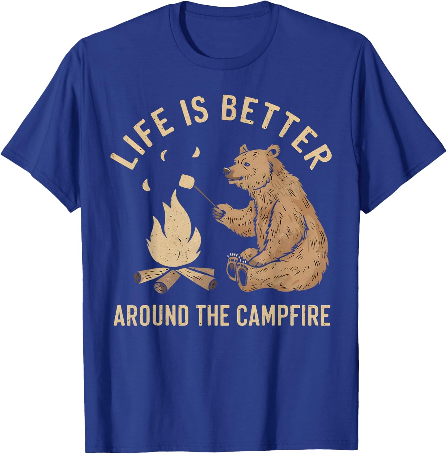 Funny Camping Life is Better Around The Campfire Bear T-Shirt - T-Shirt | Royal