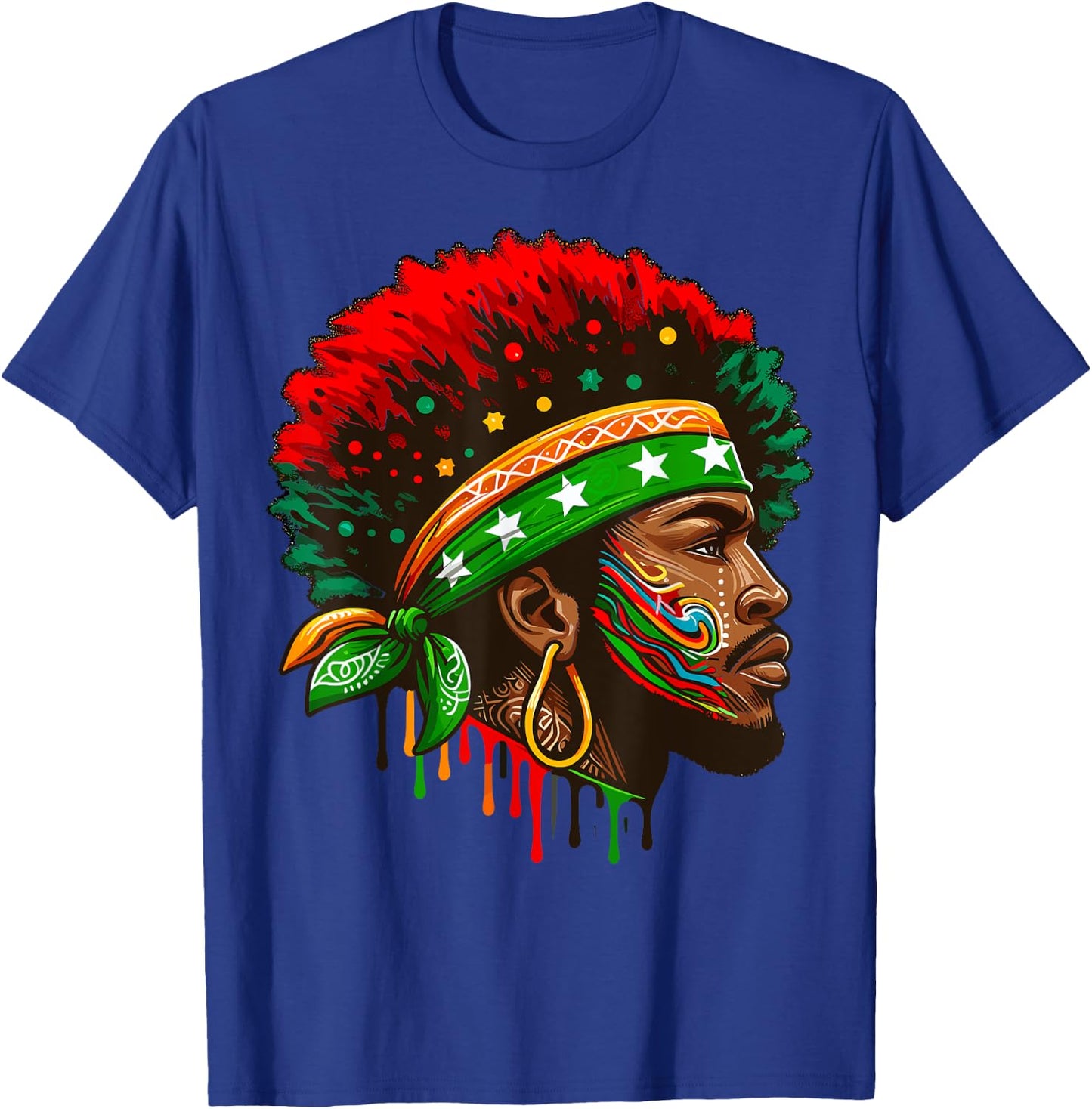 Juneteenth Flag African American Black History Face T-Shirt - T-Shirt | Royal