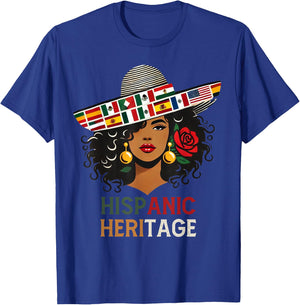 Hispanic Heritage Month Women's Latino Countries Flags Hat T-Shirt - T-Shirt | Royal