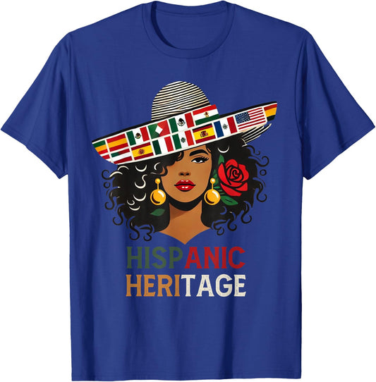 Hispanic Heritage Month Women's Latino Countries Flags Hat T-Shirt - T-Shirt | Royal