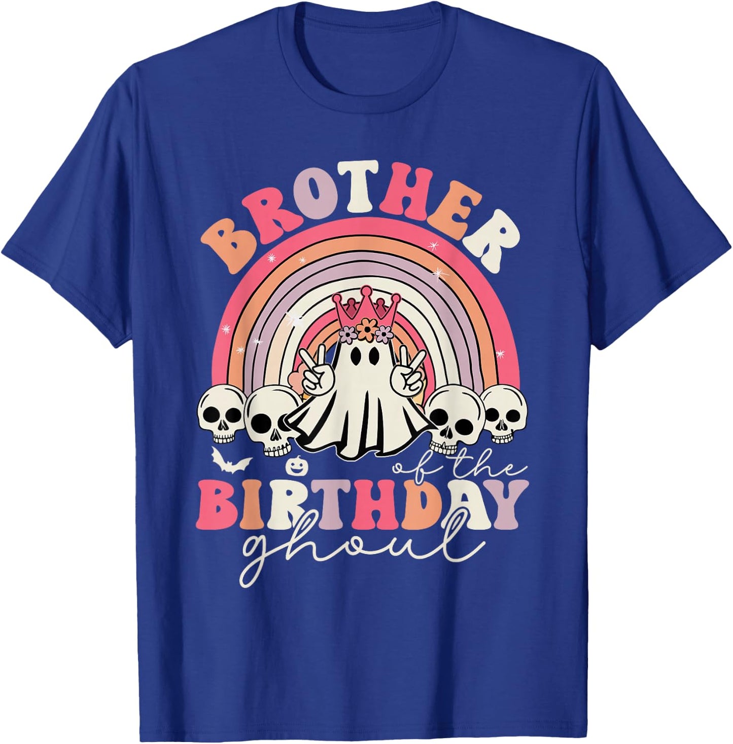 Brother Of The Birthday Ghoul Rainbow Ghost Halloween Bday T-Shirt - T-Shirt | Royal