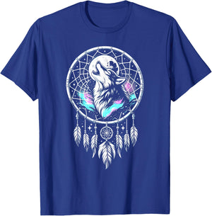Boho Dream Catcher Wolf Howling At The Moon Dog Wolves Lover Women Kids T-Shirt - T-Shirt | Royal