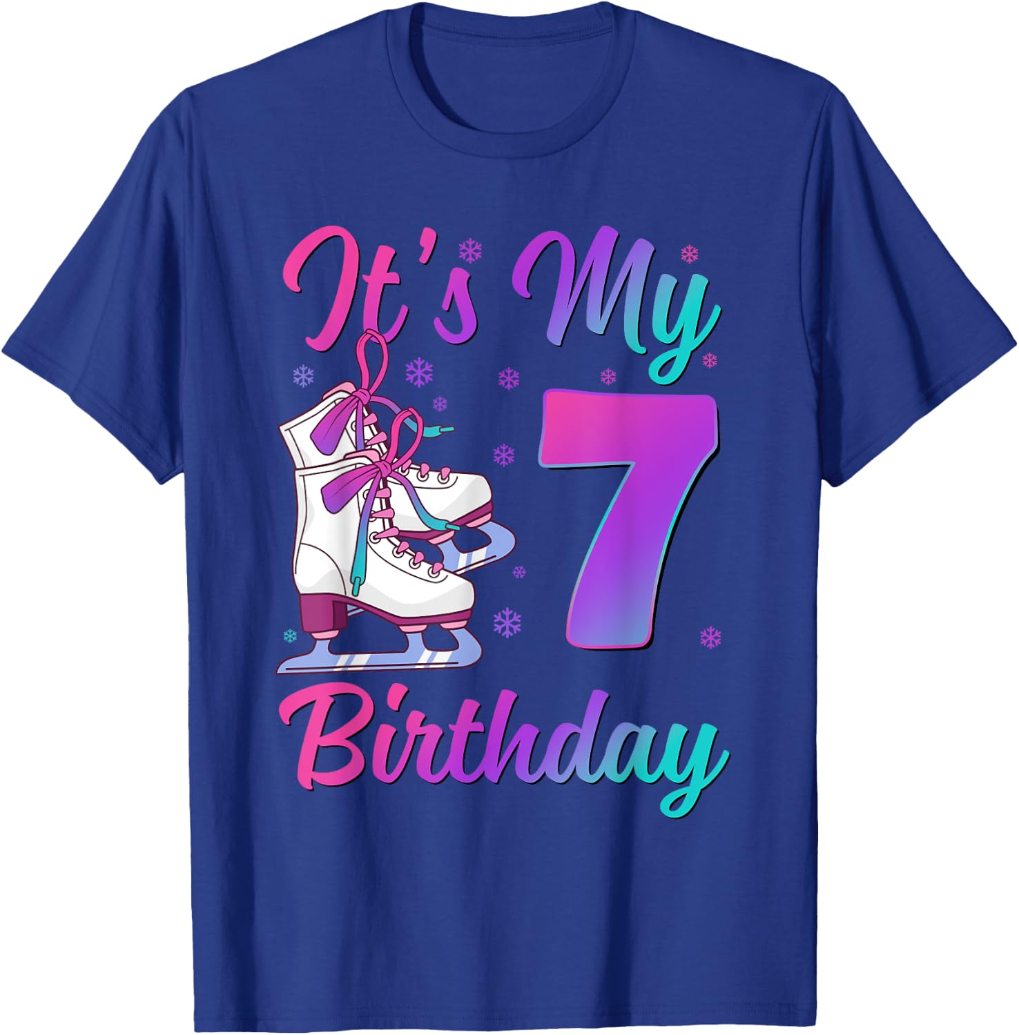 It's My 7th Birthday Ice Skating 7 Year Old Figure Skater T-Shirt - T-Shirt | Royal