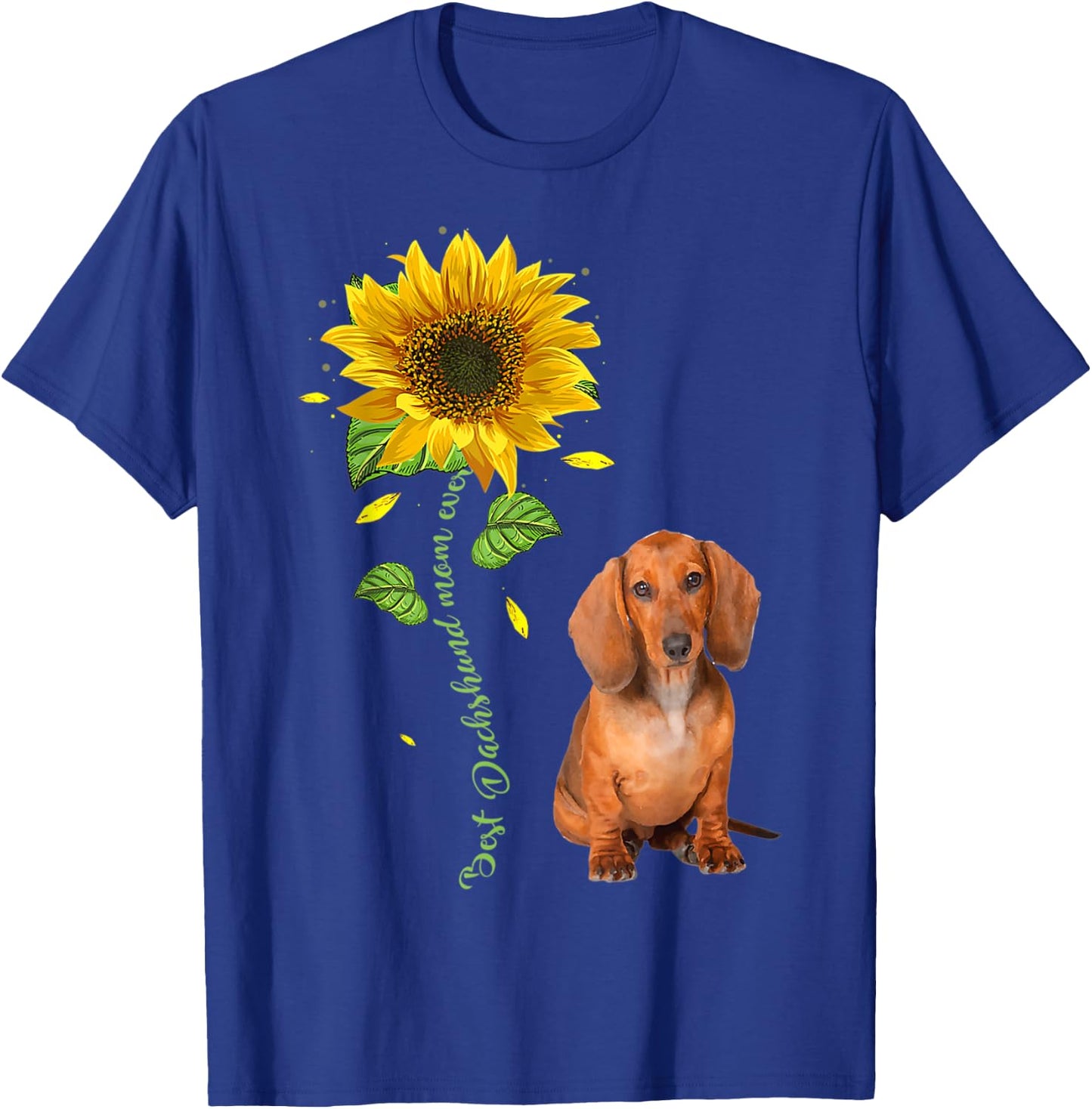 Dachshund Mom Ever Sunflower Cute Dog Men Women Kids T-Shirt - T-Shirt | Royal