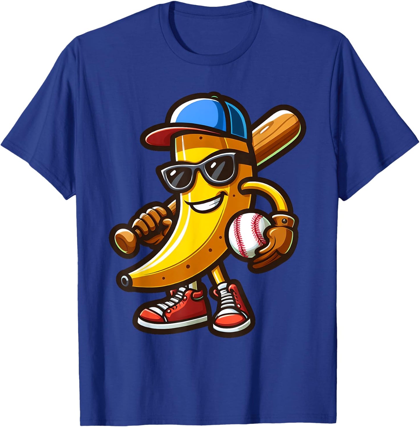 Funny Banana Playing Baseball Funny Baseball Players Kids T-Shirt - T-Shirt | Royal