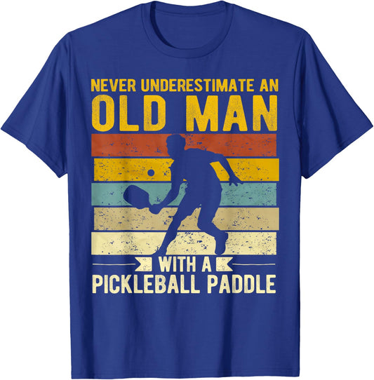 Funny Pickleball Player Old Man With A Pickleball Paddle T-Shirt - T-Shirt | Royal