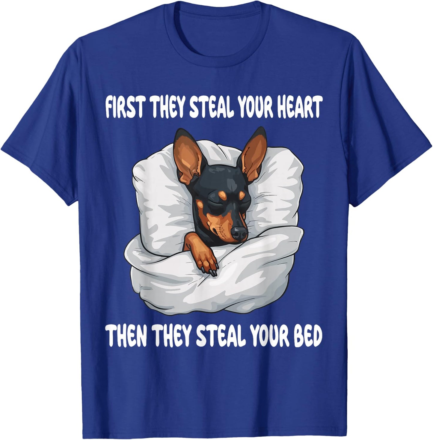 Miniature Pinscher Sleeping Pajamas Nightgown T-Shirt - T-Shirt | Royal