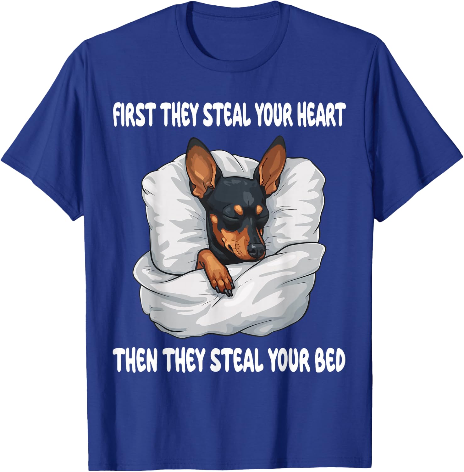 Miniature Pinscher Sleeping Pajamas Nightgown T-Shirt - T-Shirt | Royal