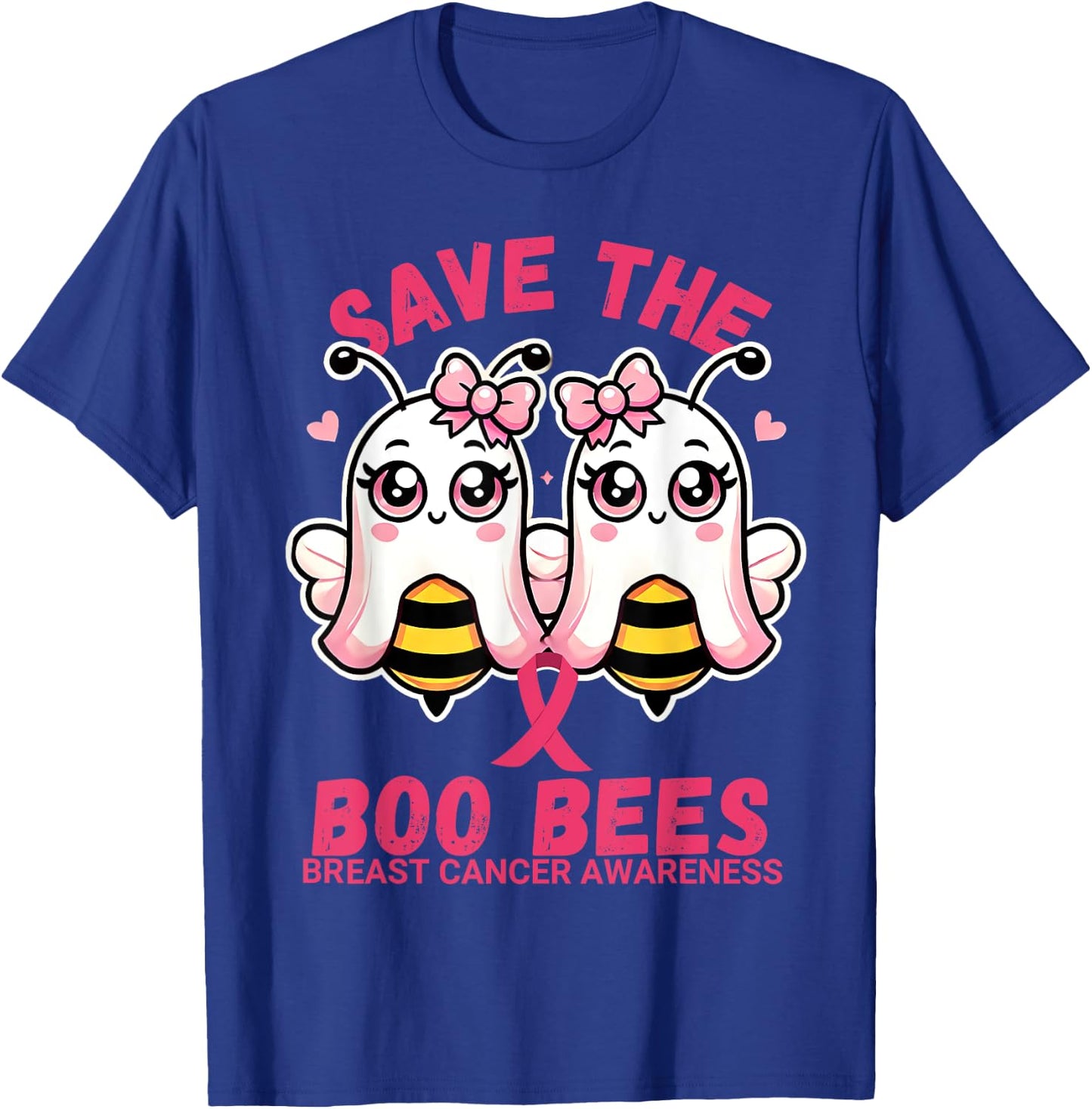 Save The Boobees Breast Cancer Awareness Boo Bee Halloween T-Shirt - T-Shirt | Royal