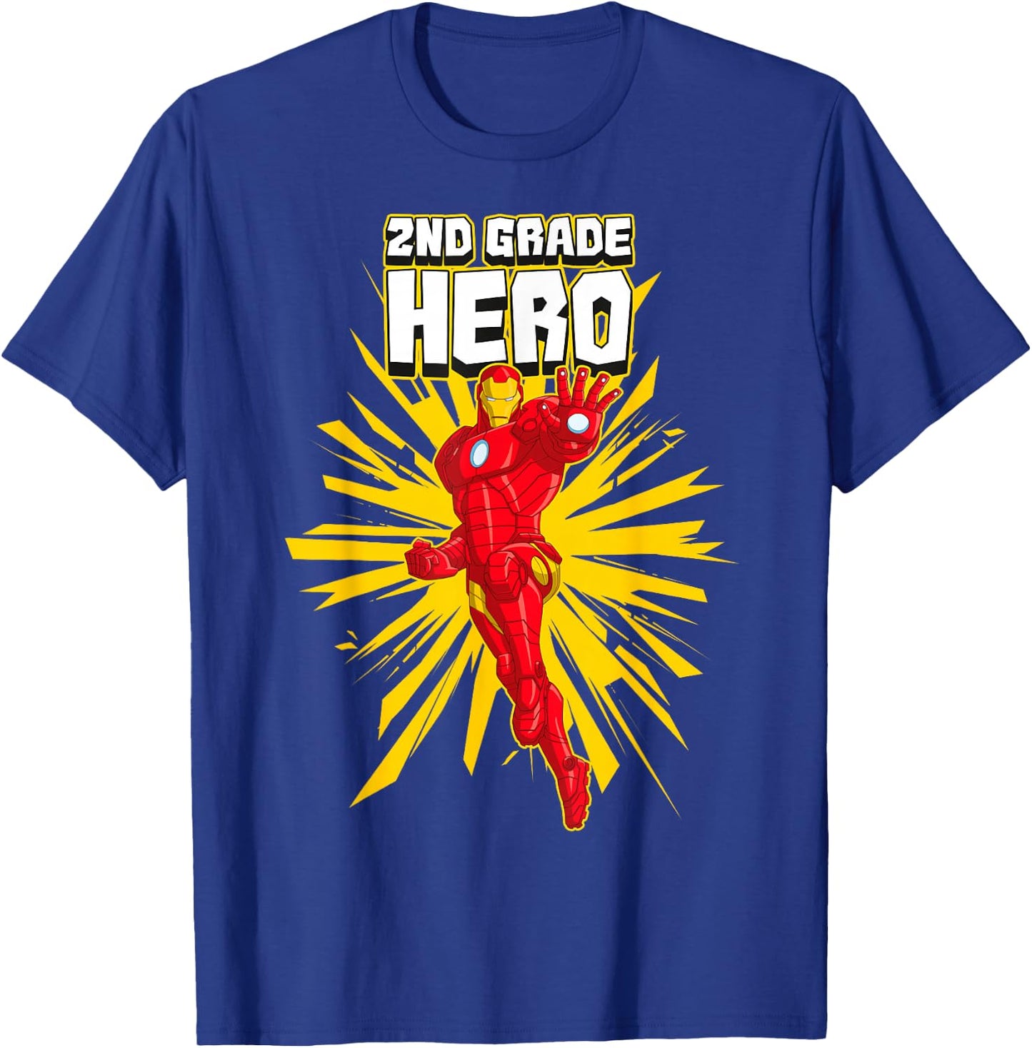 Marvel Iron Man 2nd Grade Hero School Text T-Shirt - T-Shirt | Royal