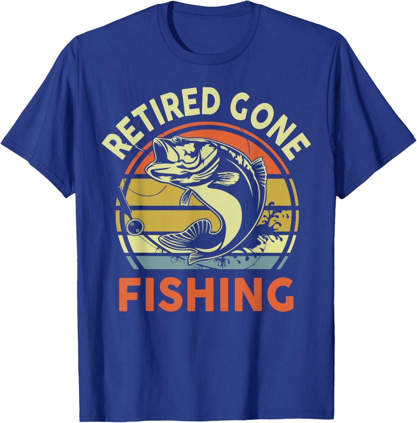 Retired Gone Fishing Bass Fish Grandpa 2025 Retirement Gift T-Shirt - T-Shirt | Royal