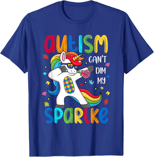 Unicorn Autism Awareness Funny Autism Can't Dim My Sparkle T-Shirt - T-Shirt | Royal