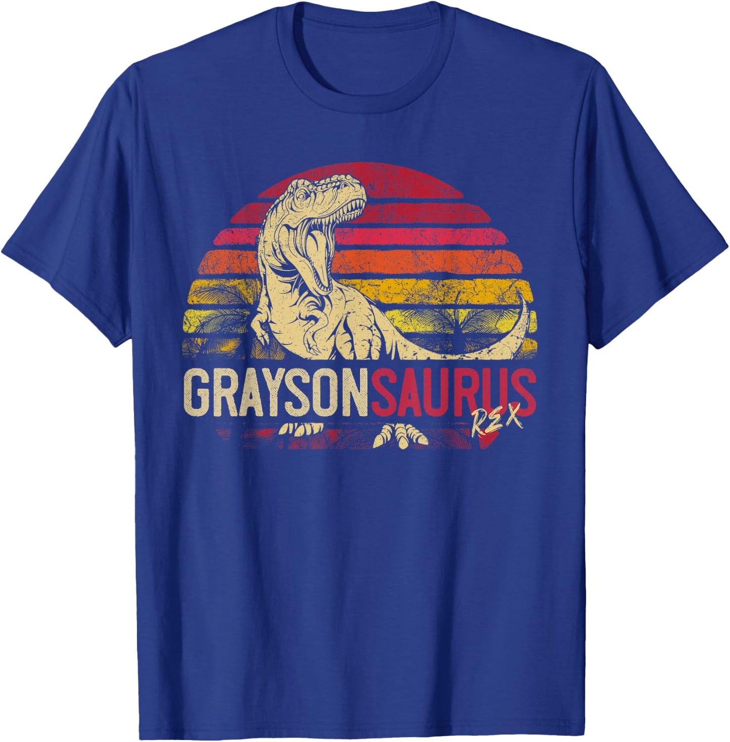 Grayson Saurus Funny Personalized Dinosaur T Rex Name Gift T-Shirt - T-Shirt | Royal